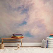 "Cotton Candy Sky" - Wall Mural in White by Kamala Nahas - In a Room