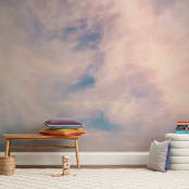 "Cotton Candy Sky" - Wall Mural in White by Kamala Nahas - In a Room