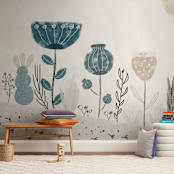 "Where did the chicken go" - Wall Mural in White by Maja Cunningham - In a Room