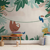 "Jungle Life" - Wall Mural in White by Laura Wentzel - In a Room