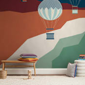 "coastal balloons" - Wall Mural in White by Morgan Kendall - In a Room