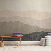 "foggy mountain view" - Wall Mural in White by Susanne Kasielke - In a Room