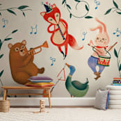"Party Animal" - Wall Mural in White by Vivian Yiwing - In a Room