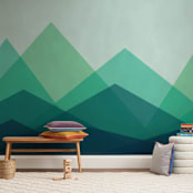 "Tranquil Mountains" - Wall Mural in White by Kelsey McPherson - In a Room