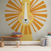 "Lion Lion" - Wall Mural in White by That Girl Press - In a Room