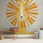 "Lion Lion" - Wall Mural in White by That Girl Press - In a Room