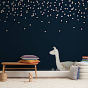 "Llama at Night" - Wall Mural in White by Juliana Zimmermann - In a Room