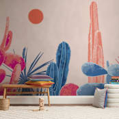 "Southwest Sunset" - Wall Mural in White by Annette Allen - In a Room