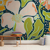 "Boldly Blooming" - Wall Mural in White by Ilze Lucero - In a Room