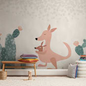 "Kangaroo garden" - Wall Mural in White by Maja Cunningham - In a Room