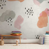 "Speckled" - Wall Mural in White by JoAnn Jinks - In a Room