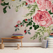 "Peony Wisp" - Wall Mural in White by Susan Moyal - In a Room