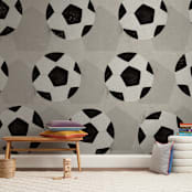 "Soccer" - Wall Mural in Black by Angel Walker - In a Room