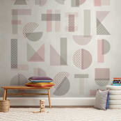 "Geometric Alphabet" - Wall Mural in White by Amy Payne - In a Room