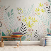 "whimsical garden" - Wall Mural in White by Karidy Walker - In a Room