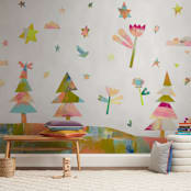 "Forest Magic" - Wall Mural in White by Colleen Overman - In a Room