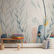 "Hidden Worlds" - Wall Mural in White by Kayla King - In a Room