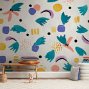 "Geometric plants" - Wall Mural in White by FERNANDA MARTINEZ - In a Room