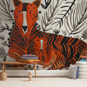 "TigerTiger" - Wall Mural in White by marcia biasiello - In a Room