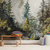 "Forest Mist" - Wall Mural in White by Anne Kostecki - In a Room