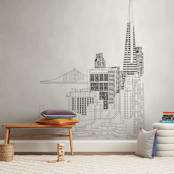 "San Francisco" - Wall Mural in White by Neeta Sawhney - In a Room