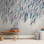 "Dreaming of Leaves" - Wall Mural in White by Priscilla Lee - In a Room