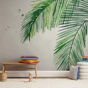 "Summer Palms" - Wall Mural in White by Kelsey McNatt - In a Room