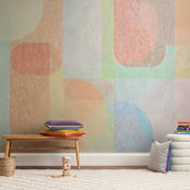 "Scandinavian Modern Revisit" - Wall Mural in Pastel Tangerine by Lisa Sundin - In a Room