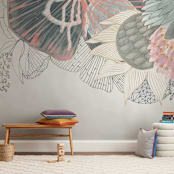 "Imagine Blooms - Landscape" - Wall Mural in White by Maggie Ramirez Burns - In a Room