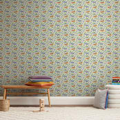 "Jungle Fun" - Wall Mural in Cream by Rebecca Daublin - In a Room