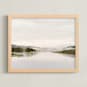"Misty lake" - Art Print in autumn green by Kamala Nahas - Framed