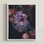 "Midnight Petals" - Art Print in Midnight Plum by Amy Hall - Framed Canvas