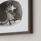 "Along Came Fox" - Art Print in Soft Black by Sarah Holden - Frame Close-up