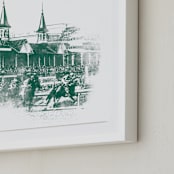 "Churchill Downs" - Art Print in Emerald by Paul Berthelot - Frame Close-up