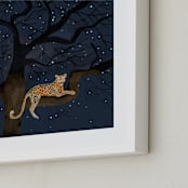 "starry sky leopard" - Art Print in navy by Cass Loh - Frame Close-up