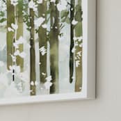 "Forest Snow- Square" - Art Print in Forest Green by Yao Cheng Design - Frame Close-up