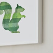 "Green Party Squirrel" - Art Print in Silhouette Green by Jeff Preuss - Frame Close-up