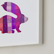 "Pink Party Bunny" - Art Print in Silhouette Pink by Jeff Preuss - Frame Close-up