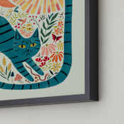 "Synchronized Nature" - Art Print in abysmal teal by Megan Zang - Frame Close-up