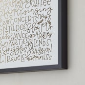 "More" - Custom Foil Print in Gold by Olivia Goree - Frame Close-up