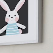 "Funny Bunny" - Art Print in Charcoal by Jessie Steury - Frame Close-up