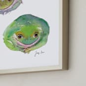 "Booda Frogs" - Art Print in kelly green by Tracy Ann - Frame Close-up