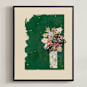 "Bouquet against painted green background" - Art Print in Green Bouquet by Bethania Lima - Framed Canvas