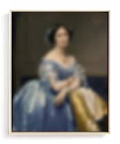 "Lady in Blue" - Art Print in azure by Claire - Framed Canvas