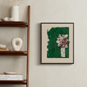 "Bouquet against painted green background" - Art Print in Green Bouquet by Bethania Lima - In a Room