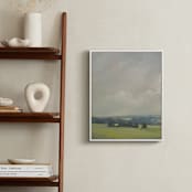 "Rosy Tomorrow I" - Art Print in Grey Blue by Stephanie Goos Johnson - In a Room