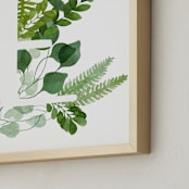 "Floral Monogram E" - Art Print in grass green by Helga Wigandt - Frame Close-up