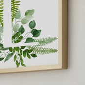 "Floral Monogram L" - Art Print in Olive Green by Helga Wigandt - Frame Close-up