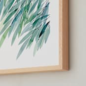 "Turquoise Rustling Leaves No. 1" - Art Print in Turquoise Green by Priscilla Lee - Frame Close-up