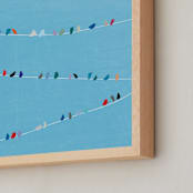 "Birds of Different Feathers" - Art Print in Sky Blue by Lindsay Megahed - Frame Close-up